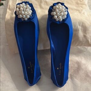 Kate Spade Blue Flats with Crystal Embellishment